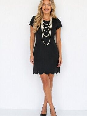 Camilyn Beth Black Scallop Dress Scoop Back